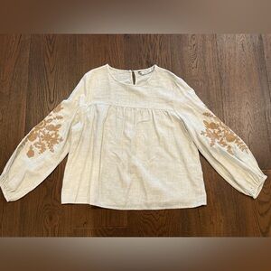 Zara Embroidered White Blouse